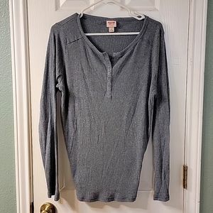 Mossimo Gray Long Sleeve Henly - XXL